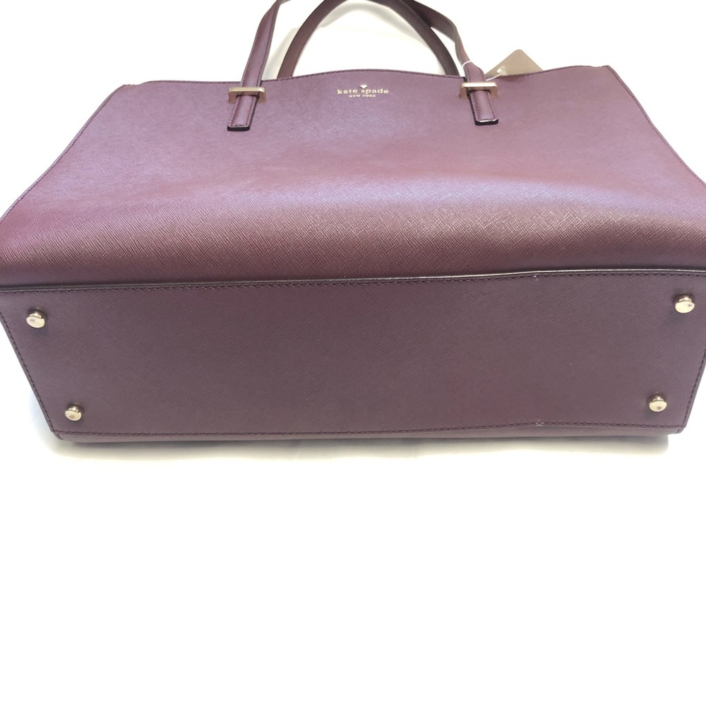 Kate Spade Tote Shoulder Bag Maroon Large Zipper - Picture 6 of 12